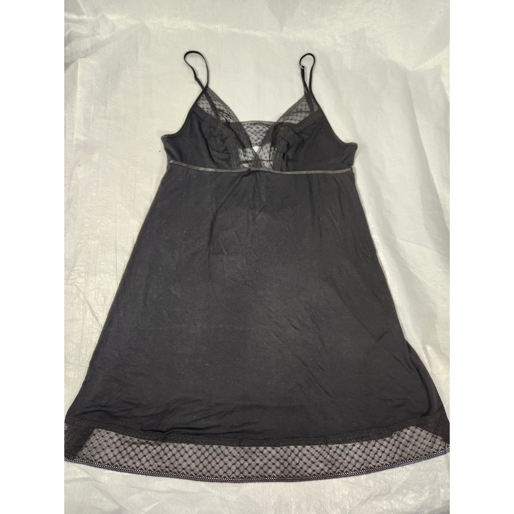 Victorias Secret Dot Lace Dress Plunge Strappy Cutout Back Slip Black Large L Pj